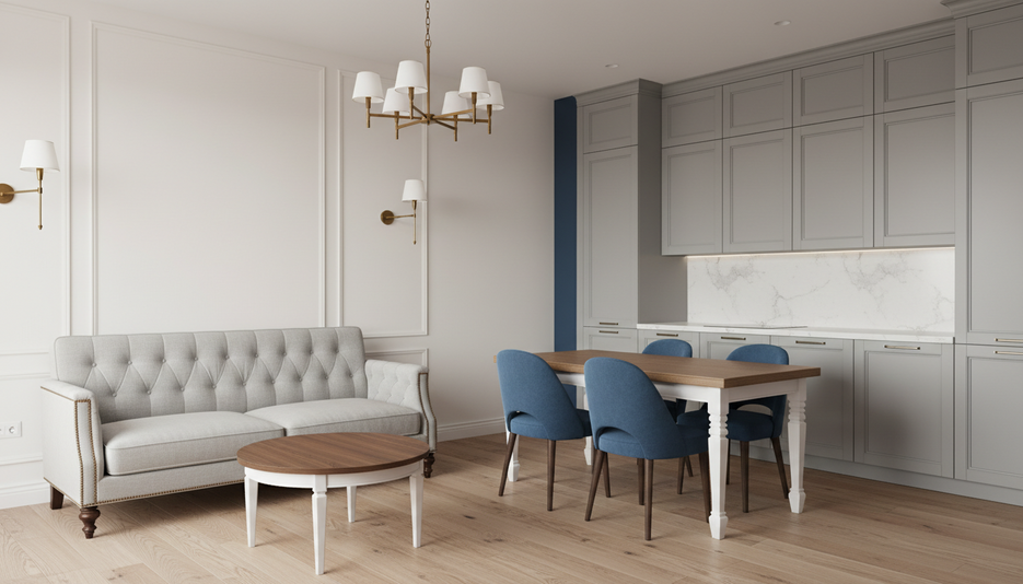 Дизайн 1-комнатных апартаментов 36.3 м² в стиле Современная классика: для home office - статья журнала RedCat