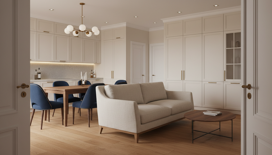 Дизайн 2-комнатной квартиры 61.2 м² в стиле Современная классика: Для home office - статья журнала RedCat