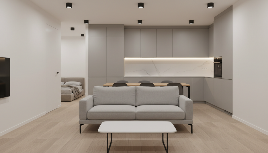 Дизайн 1-комнатной квартиры 70.27 м² в стиле Минимализм: Для семьи с ребёнком - статья журнала RedCat