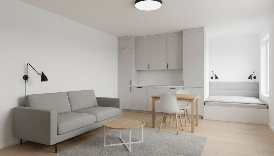 Дизайн студии 22.61 м² в стиле Скандинавский: Для home office - статья журнала RedCat