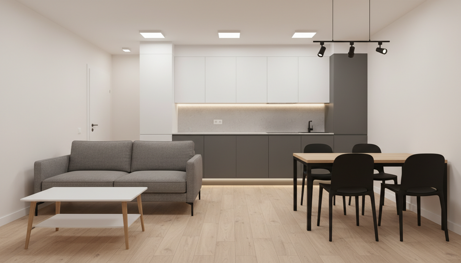 Дизайн 1-комнатной квартиры 37.69 м² в стиле Минимализм: для семьи с ребёнком - статья журнала RedCat