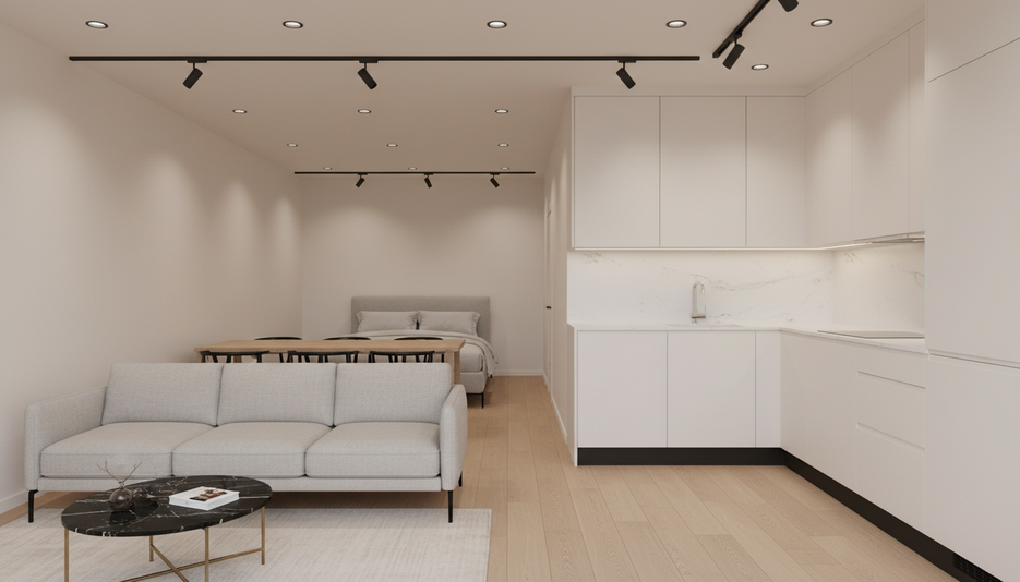 Дизайн 2-комнатной квартиры 74 м² в стиле Минимализм: Для home office - статья журнала RedCat
