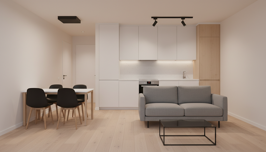 Дизайн 1-комнатной квартиры 42.79 м² в стиле Минимализм: Для двух детей - статья журнала RedCat