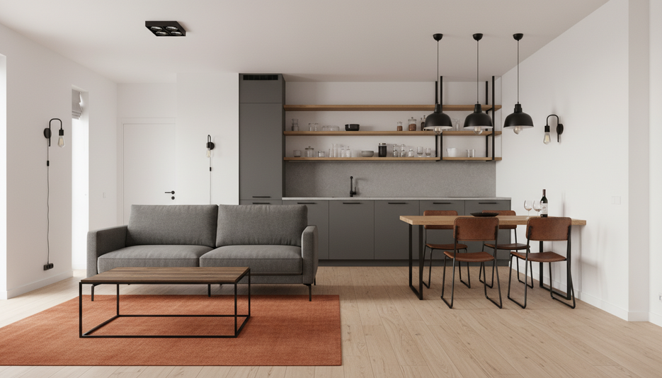 Дизайн 1-комнатной квартиры 35.29 м² в стиле Лофт: для пары - статья журнала RedCat