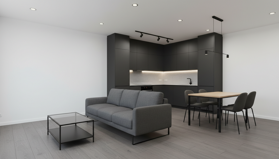 Дизайн 1-комнатной квартиры 43.98 м² в контрастном стиле: для home office - статья журнала RedCat