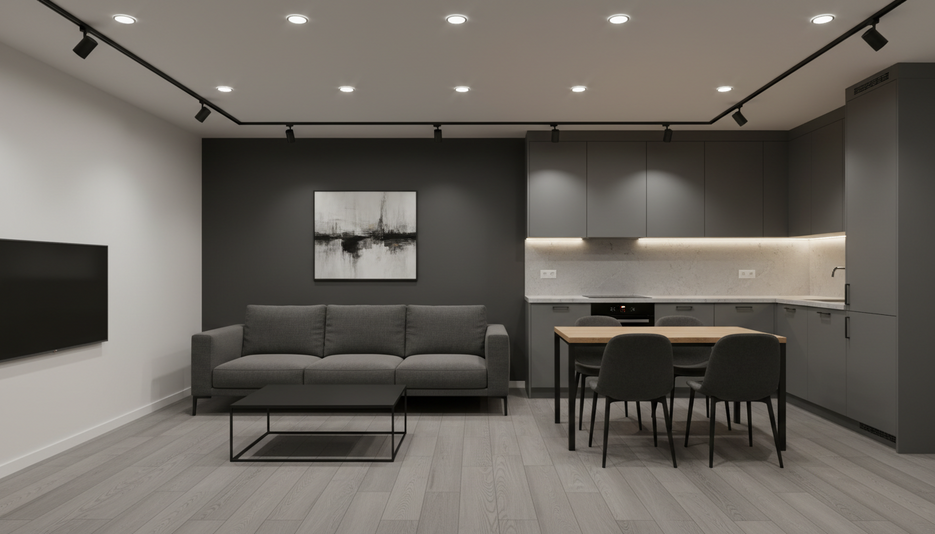 Дизайн 2-комнатной квартиры 69.7 м² в контрастном стиле: для home office - статья журнала RedCat