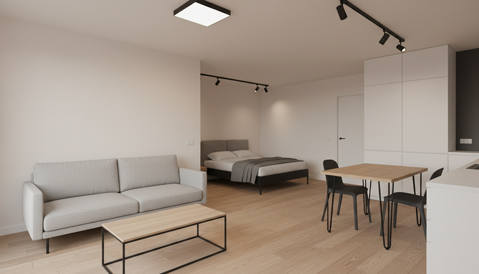 Дизайн 1-комнатной квартиры 31.6 м² в стиле минимализм: Для home office - статья журнала RedCat