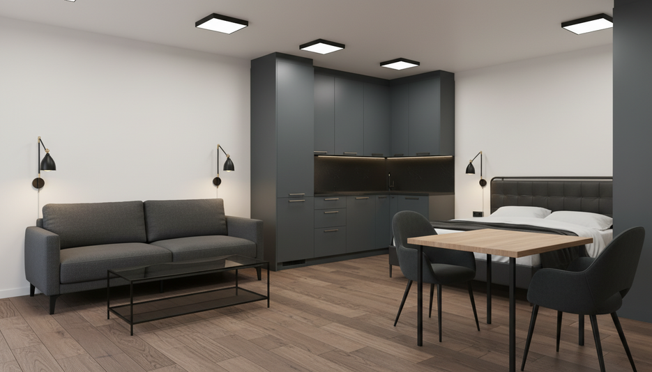 Дизайн 1-комнатной квартиры 36.2 м² в контрастном стиле: для пары - статья журнала RedCat