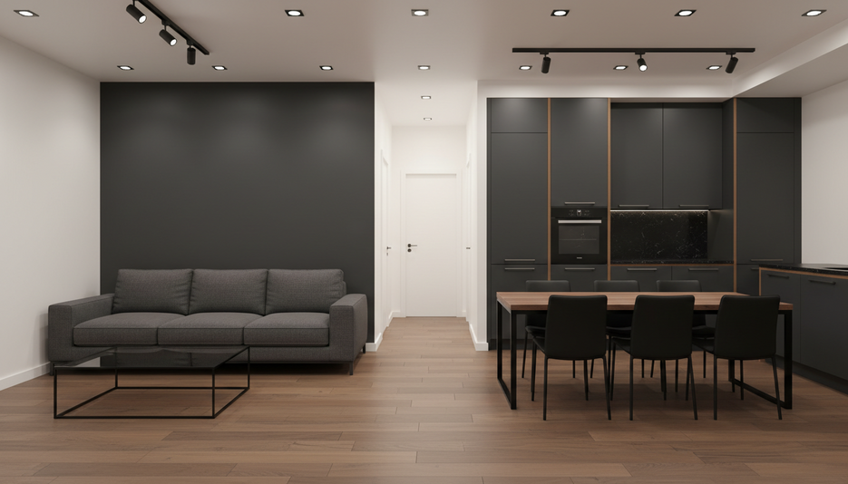Дизайн 4-комнатной квартиры 85.3 м² в контрастном стиле: для home office - статья журнала RedCat