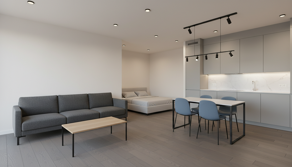 Дизайн 2-комнатной квартиры 62.3 м² в современном стиле: Для семьи с ребёнком