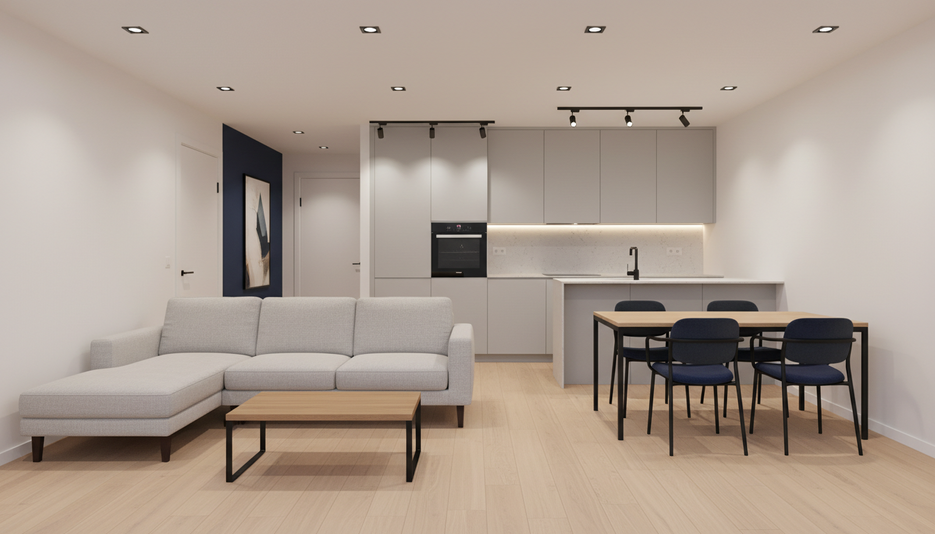 Дизайн 2-комнатной квартиры 66.7 м² в современном стиле: для пары
