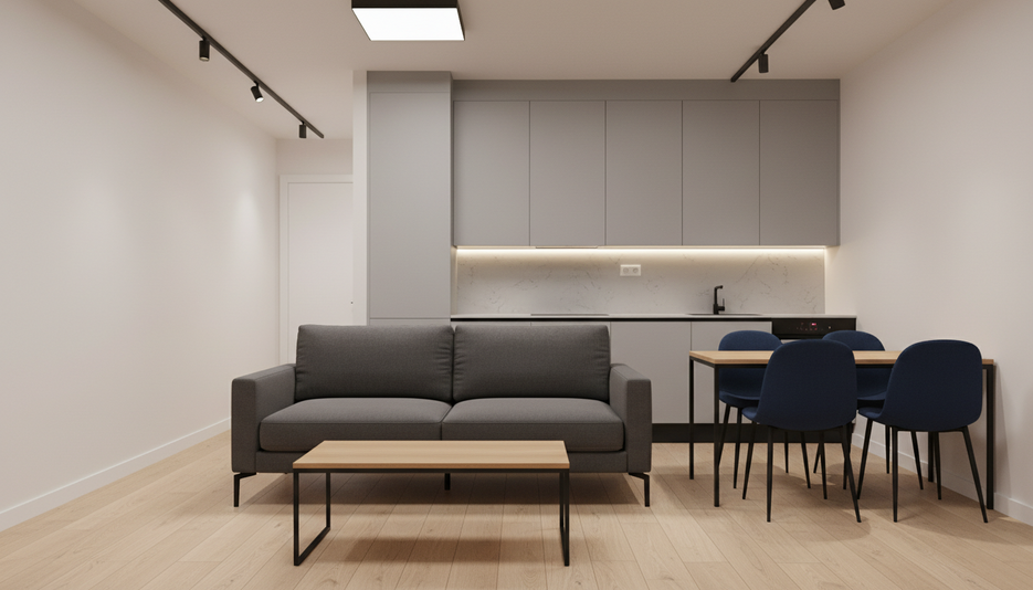 Дизайн 1-комнатной квартиры 32.3 м² в современном стиле: для аренды