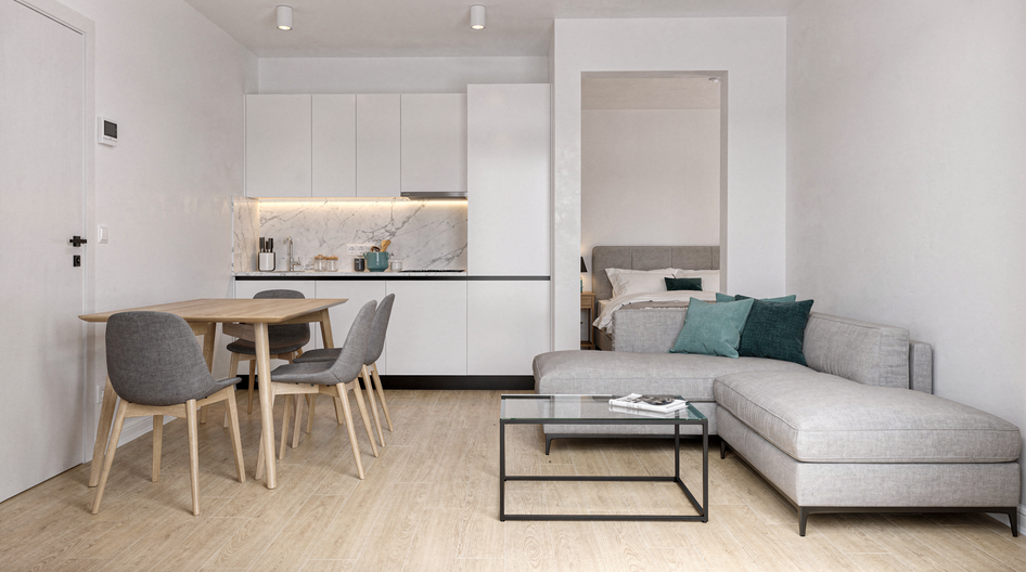 Дизайн 3-комн 53.5 м² в современном стиле: Для пары